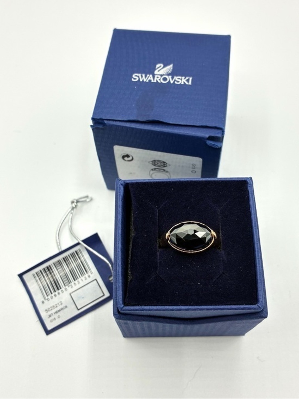 Swarovski Vanilla Ring Size 6.75 (55) Jet Hematite Rose Gold Plated NWT